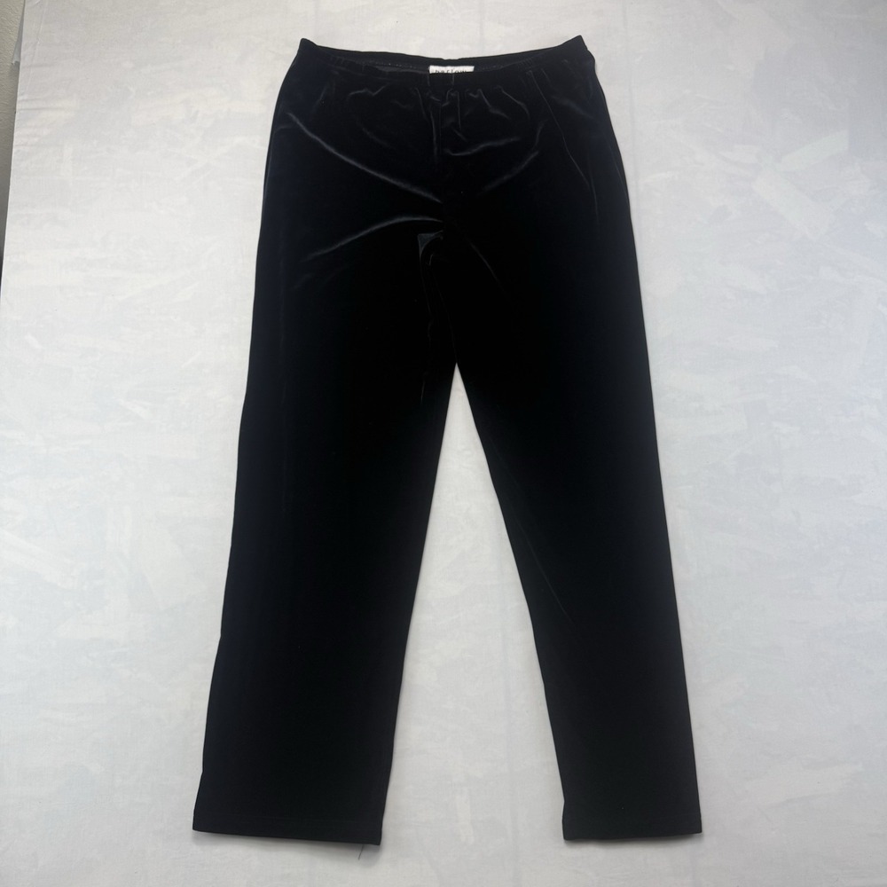 Harlow Petite Black Velvet Pants P/L Made USA Straight Leg 90s